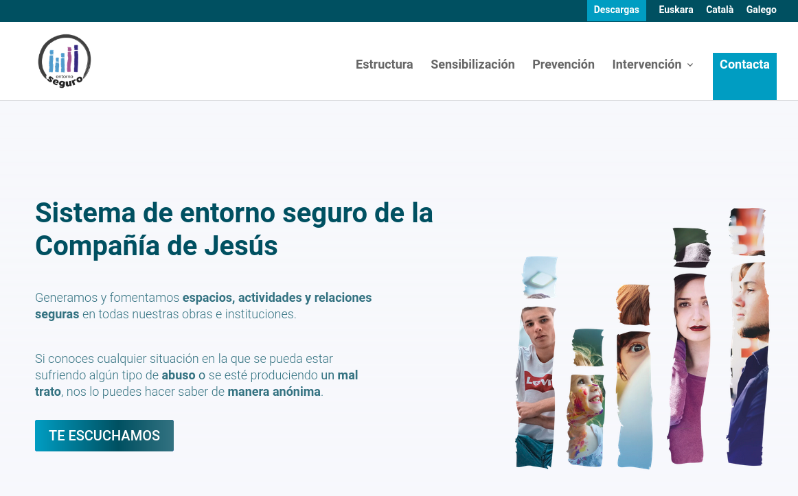 Captura de pantalla de la página web "Entorno Seguro" de la Compañía de Jesús en España